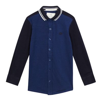 Boys' blue textured polo shirt